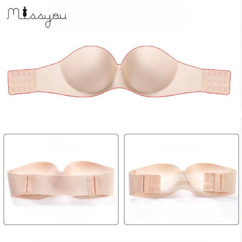 Women Magic Push Up Bra Strapless Women\'s Bras Underwired 1/2 Cup Back Band Dress Wedding Backless Invisible Bras G#