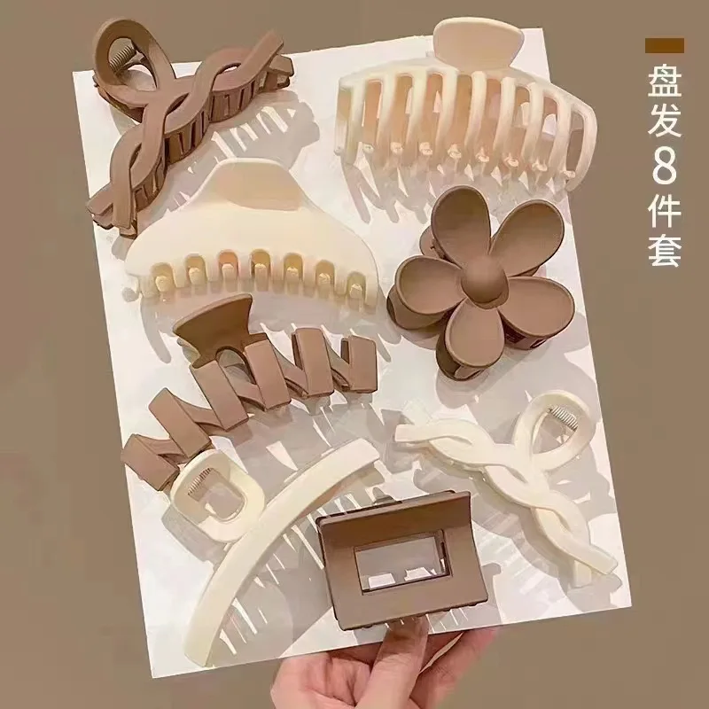 8-teiliges polychromes Haarspangen-Set, gefrostete Hai-Klauenklammer, süße Damen-Kopfbedeckung für Hochsteckfrisur, tägliches Tragen, Valentinstag-Haar-Accessoires – Detail 6