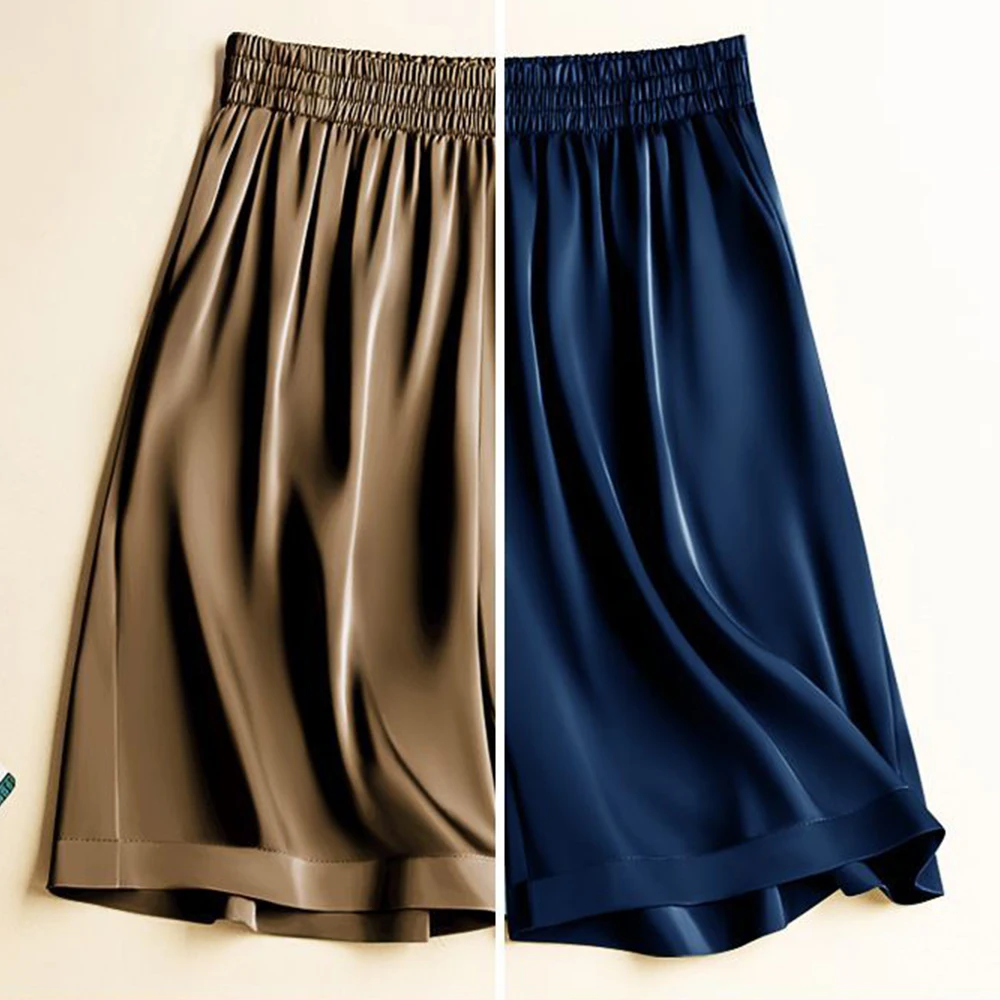 

Summer Glossy Thin Satin Shorts Outdoor Plus Size Casual Sleeping Bottoms Streetwear