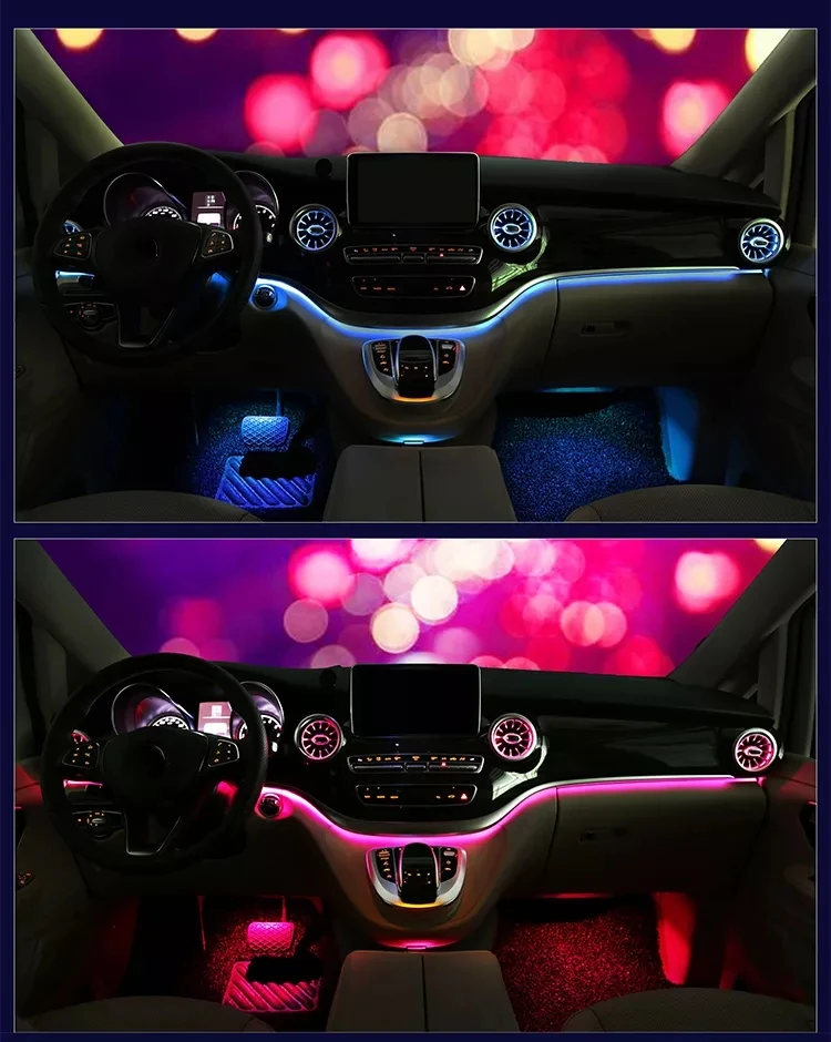 سيارة الجبهة العادم منفذ التوربينات تنفيس تكييف الهواء توربو فتحات الضوء المحيط لبنز V-class VITO #6