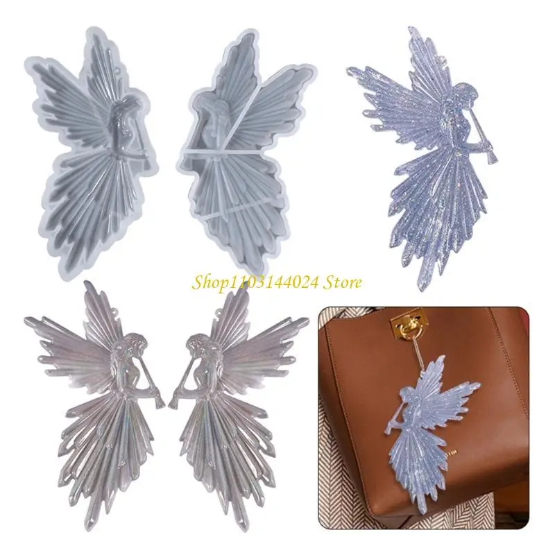 

N5KE Девушка с флейтой Ангел Зеркало Блестящая форма из смолы DIY Ремесленные украшения Орнамент