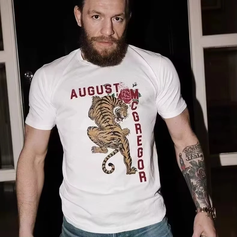 Conor McGregor UFC Summer Cotton Short Sleeve Boxing Fans Must-Have Short Sleeve Tiger Pattern Fighting Sports Boxing T-Shirt