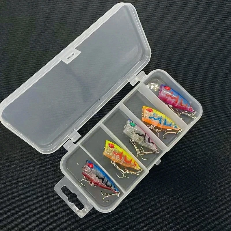 5pcs Surface System Mini Crawler False Bait Carp Fishing Strap Box Set 40mm/3.3g Hard Bait for Fresh Water Fishing Lure Set