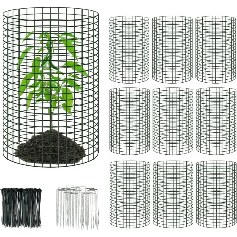 Plant Protectors Wire Plant Cages Mesh Plant Cage Chicken Wire Cloche with Ground Stakes and Nylon Ties Protect Plants