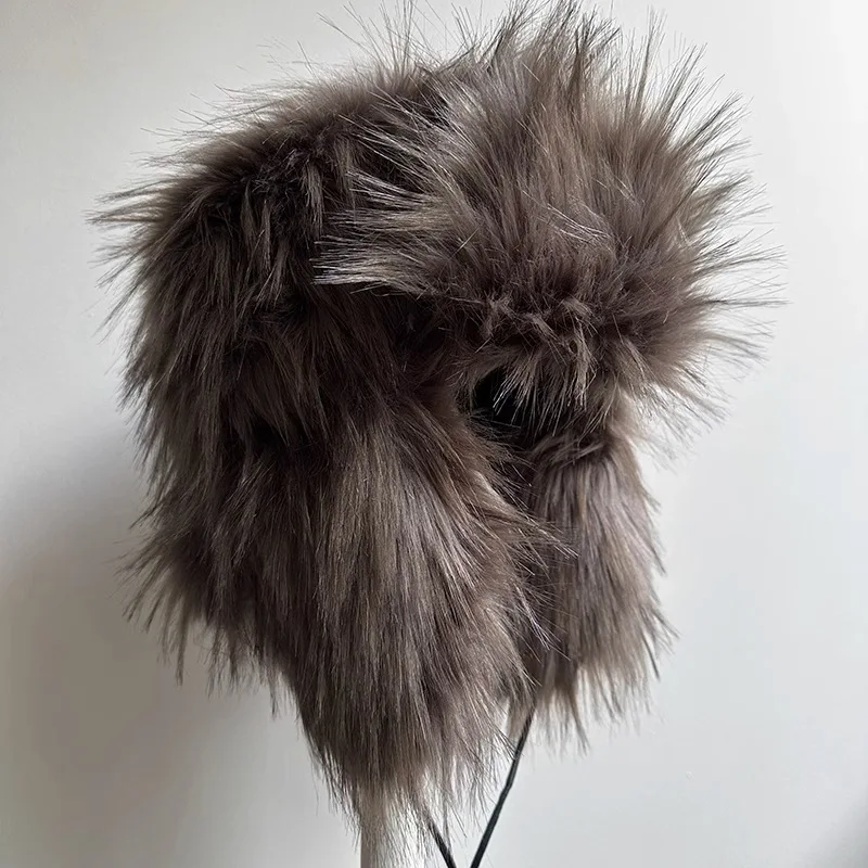 

Imitation Fox Hair Bomber Hats for Women Winter Ear Protection Ski Hat Men Warm Windproof Fur Hat Ear Flap Ushanka Pilot Hats