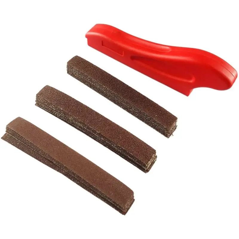ABUN-Hand-Held Groove Sander Tool With 30 Pcs Sandpaper Strips, For Exterior Wall Faux Stone Paint Reccessed Gaps Sanding File