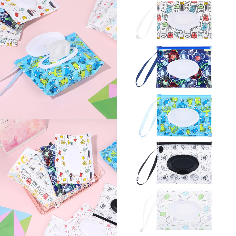 1PC Wet Wipes Bag with Snap Strap EVA Baby Wet Wipes Box Portable Reusable Wipes Container Eco-friendly Cleaning Wipes Case