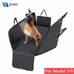 For Tesla Model 3 Model Y 20-24 Dog Seat Cover Waterproof Scratchproof Hammock Durable Nonslip Pet Seat Cover with Mesh Window