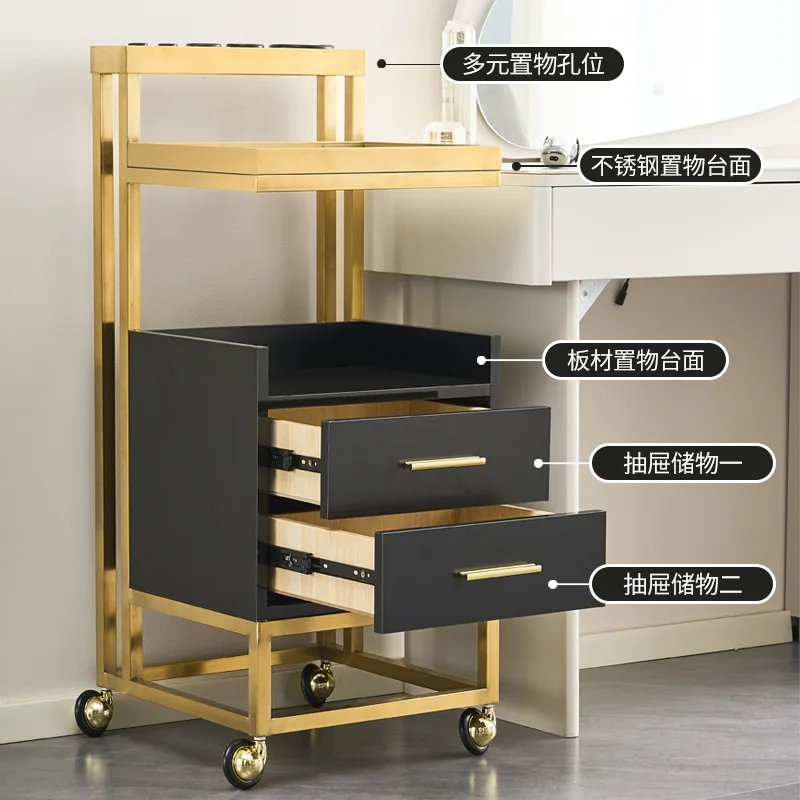 Modern Heavy-Duty Beauty Storage Trolley For Hair Salon Barber Shop And Bathroom Working Salon Equipment