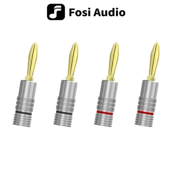 Bananenstekkers 2 paar / 4 stuks, 24K vergulde dubbele schroeven jackconnectoren voor versterker, luidsprekers, ontvanger