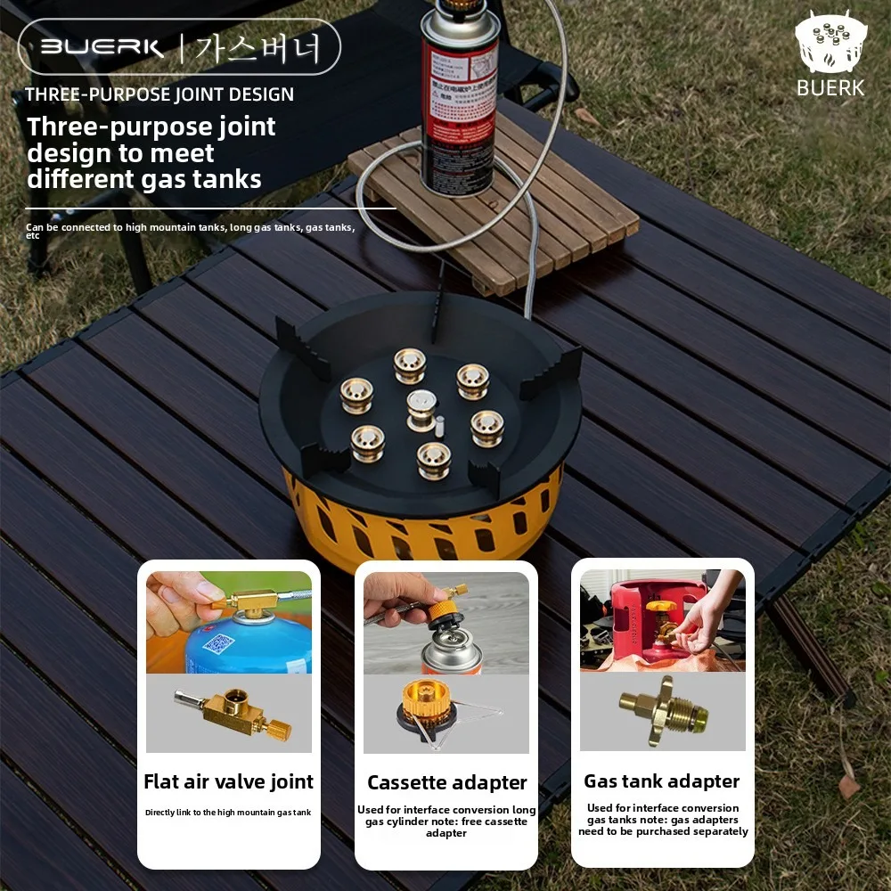 20000W 7-Core High-Power Camping Stove Portable Windproof Gas Stove Burners Hiking Picnic BBQ Outdoor Cooking Equipment