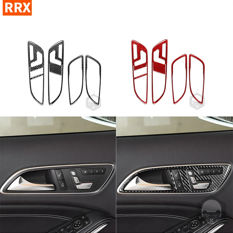 For Mercedes-Benz CLA C117 2014-2018 GLA X156 2015-2019 Inner Door Handle Cover Trim Carbon Fiber Car Interior Accessories