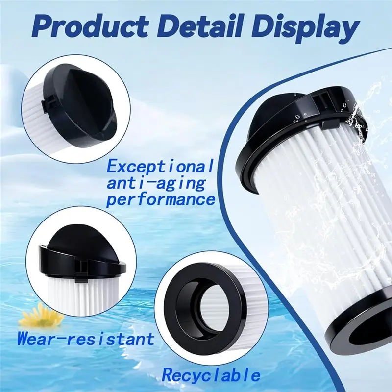 B80B 6 Pack HEPA Pre-Motor Filter with 2 Brushes for Eye-Vac Series Home Touchless Vacuum Replacement