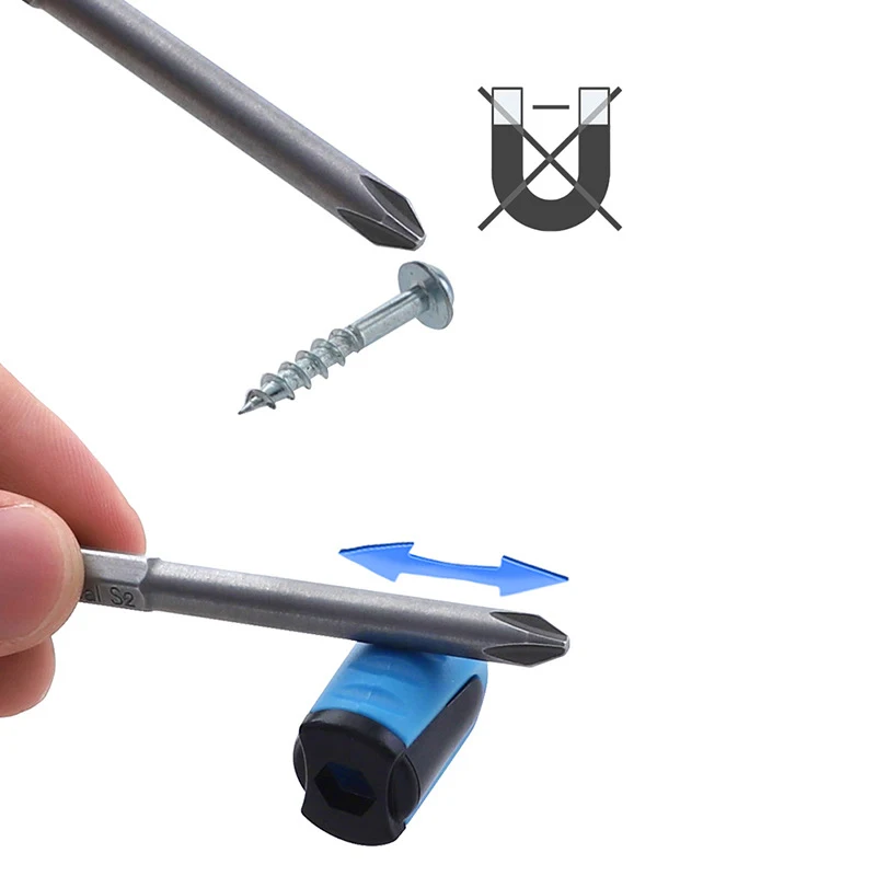 Screwdriver Bit Magnetic Ring 1/4'' Shank Screw Driver Plastic 2 in 1 Strong Magnetizer Demagnetizer for Electric Screw Bit