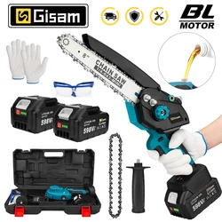 Gisam-Brushless Serra com óleo pode, sem fio Handheld Poda Chainsaw, Carpintaria elétrica Serra, corte de ferramentas elétricas, 8