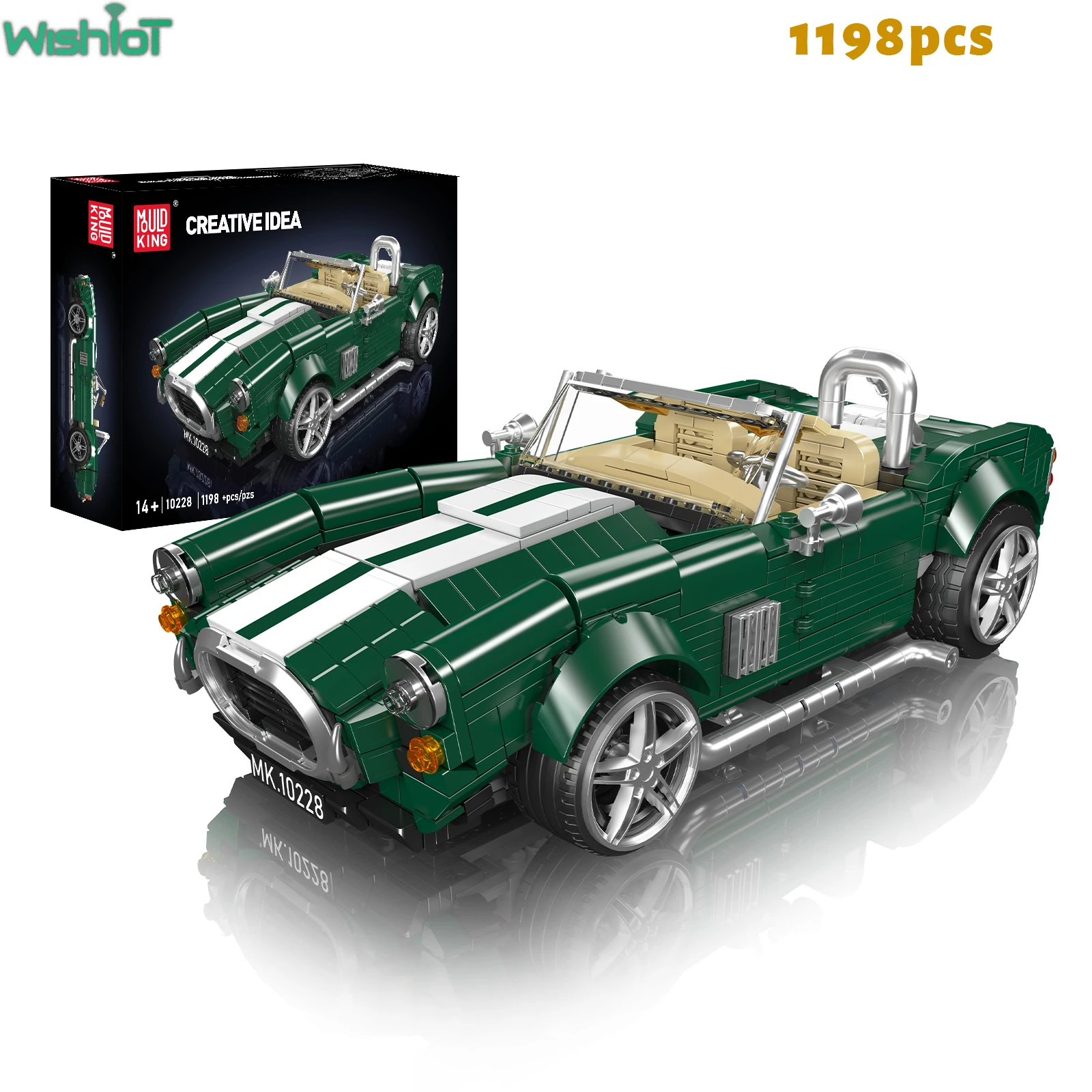

Mold King 10228 AC Cobra Строительные блоки Классический трансформируемый спортивный автомобиль Ретро Винтаж Модель автомобиля Настольный орнамент Детские игрушки Подарок