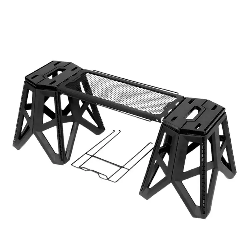 Folding Mesh Table Stool Side Hanging Table For Camping Picnic Table With Folding Stool Can Be Connected To Table Storage Rack