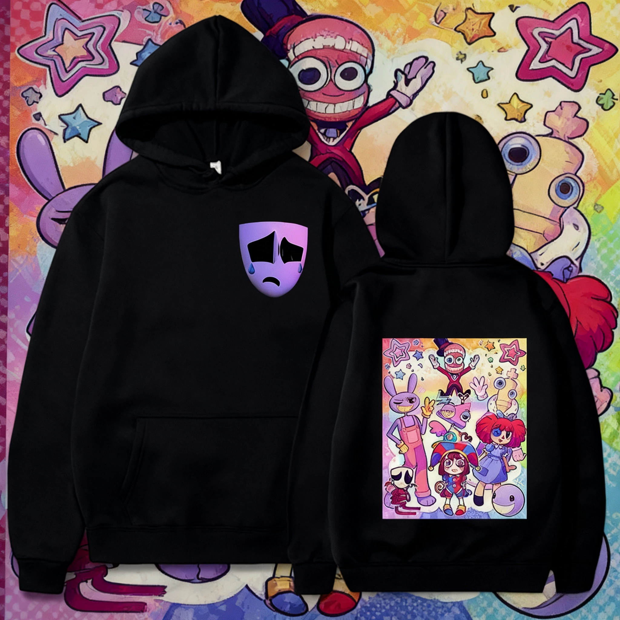 النساء Harajuku Kawaii بومني جاكس Gangle Kinger Zooble Ragatha القمم للجنسين قمصان سويت شيرت بقلنسوة مذهلة السيرك الرقمي هوديس