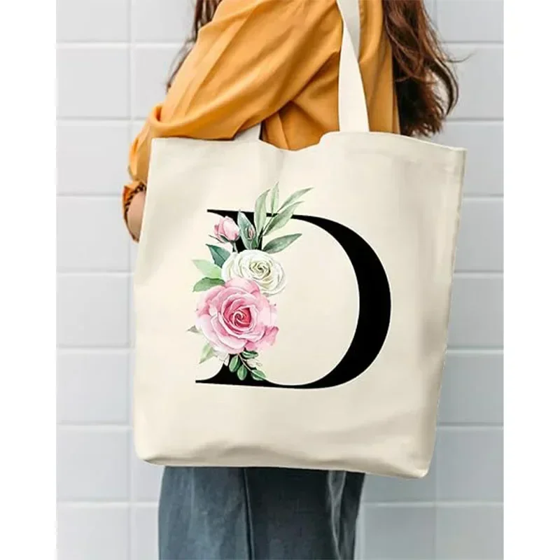 a-STB10 Canvas Tote Bag Aesthetic for Women, Cute Personalized Birthday Reusable Cotton Bags