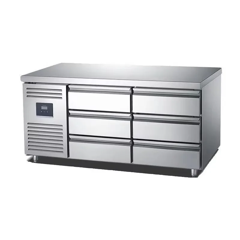 Refrigerador bajo encimera de cocina, refrigerador de acero inoxidable, banco de trabajo, congelador, Base de Chef, refrigerador con 6 cajones
