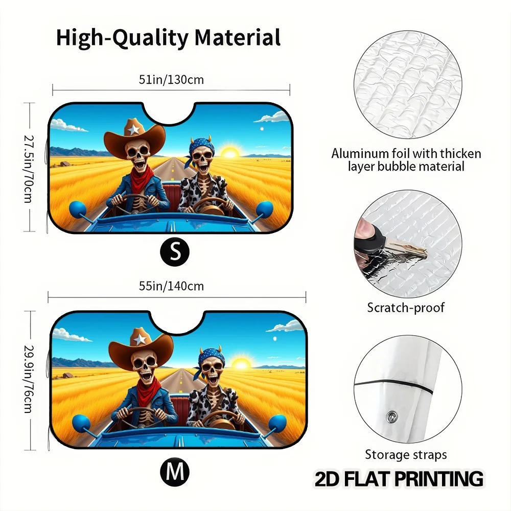 1pc Car Window Sun Shade with Desert Driving-Themed Print Suitable for Daily Use Long-Distance Travel Parking