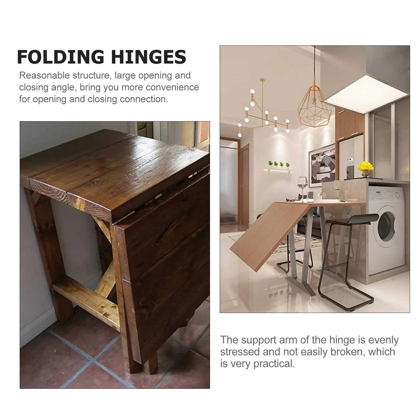 

2pcs Folding Table Hinges Zinc Alloy Heavy Duty Concealed Bracket For Furniture Smooth Durable Kitchen Cabinet Door Hidden