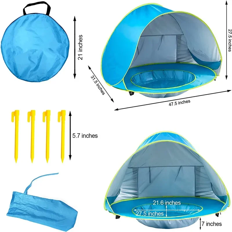 Tenda da spiaggia per bambini all\'aperto Pop-Up portatile ombra piscina protezione UV riparo solare per bambini giochi d\'acqua giocattoli casa tenda