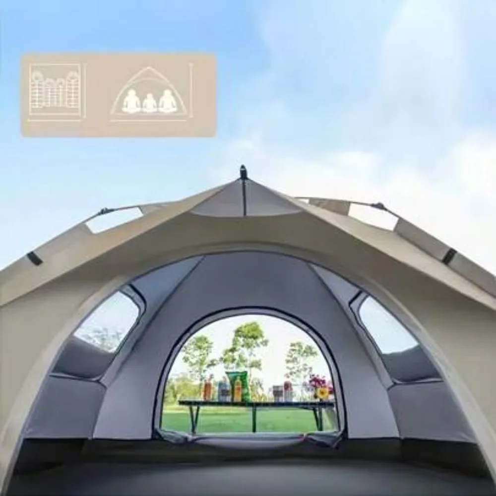 Automatic Pop Up Camping Tent Waterproof Windproof Sunproof 2 3 4 Person Instant Portable Foldable Cabin Family Outdoor Hiking Beach Park Travel Gear with Carry Bag