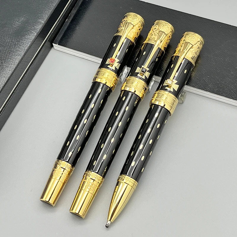 

Lanlan Limited Edition Elizabeth MB Roller Ballpoint Pen Black Metal Relief Random Color Diamond Office Fountain Writing Smooth