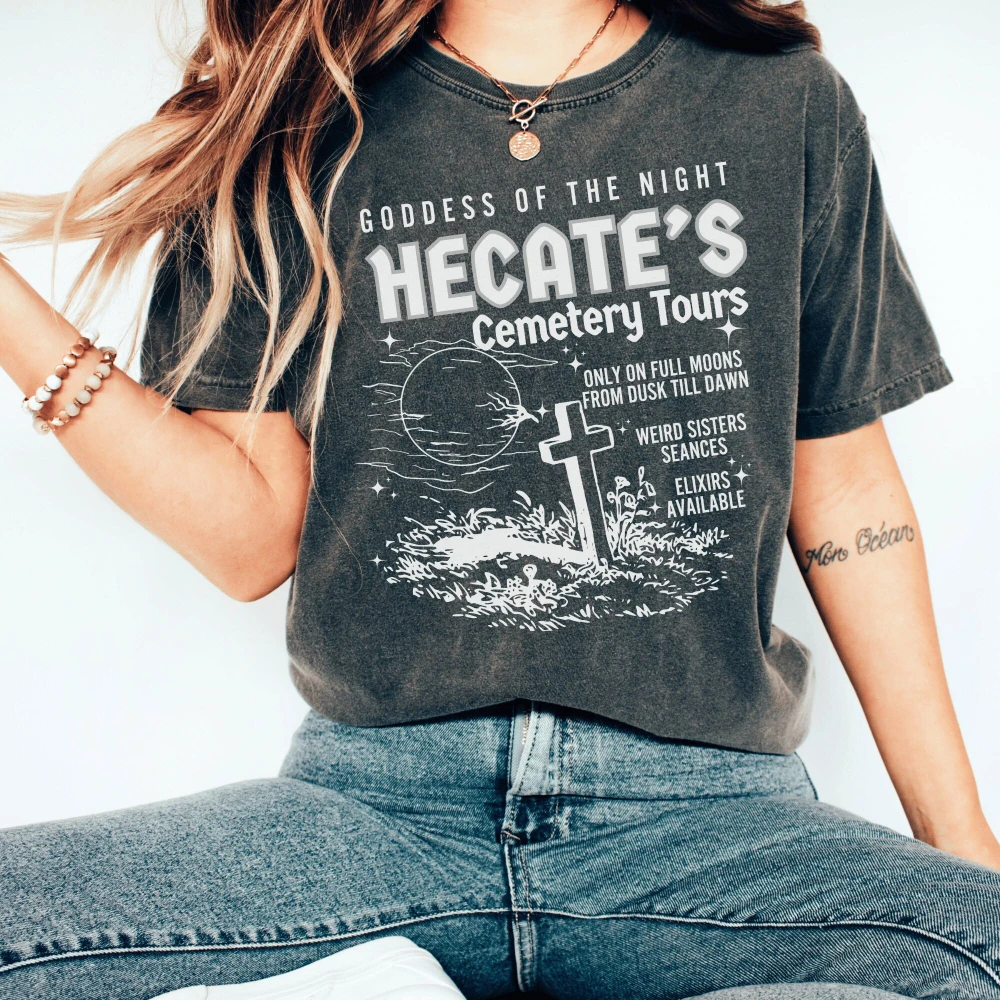 Camiseta de la Diosa Hécate de la Mitología Griega, Ropa Griega, Camiseta Whimsigoth, Camiseta Triple, Camiseta con Fase Lunar, Camisetas de Mujer para el Verano