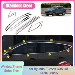 Full Window Frame Strips Trim for Hyundai Tucson ix35 LM 2010~2015 Cover Silver Stainless Steel Sticke Styling Car Accessories