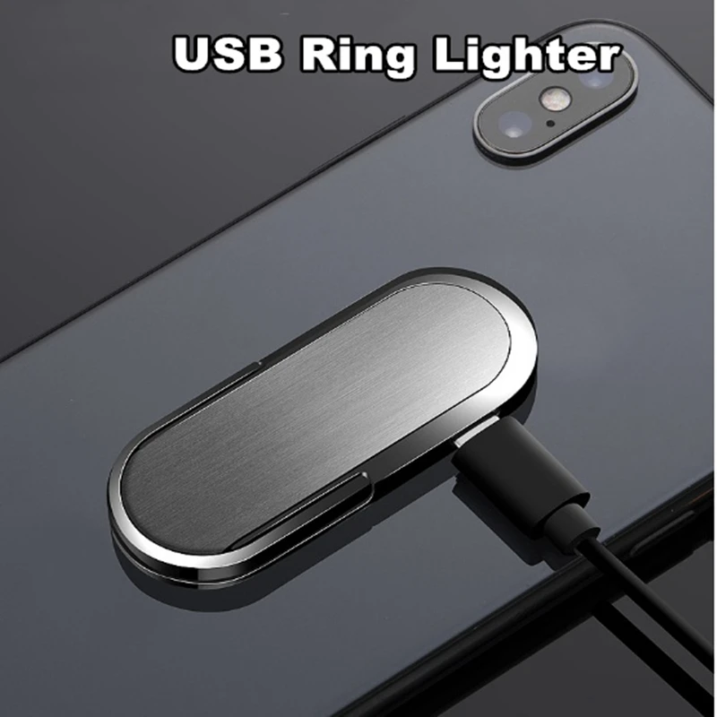 Creative Portable USB Rechargeable Tungsten Lighter, Can Be Used as a Mobile Phone Holder, Multi-functional Men\'s Gift Tool