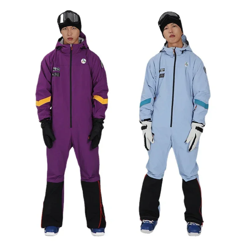 

2025 New Outdoor Warm Women Snow Jumpsuit Winter Men One-piece Ski Suit Hooded Male Snowboard Overall Windproof Mountain Clothes