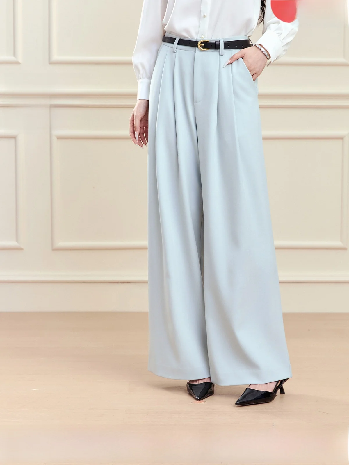 Calças Femininas Casuais de Cintura Alta com Perna Larga, Corte Reto, Estilo Terno, Novidade de Outono, Versáteis e de Caimento Solto