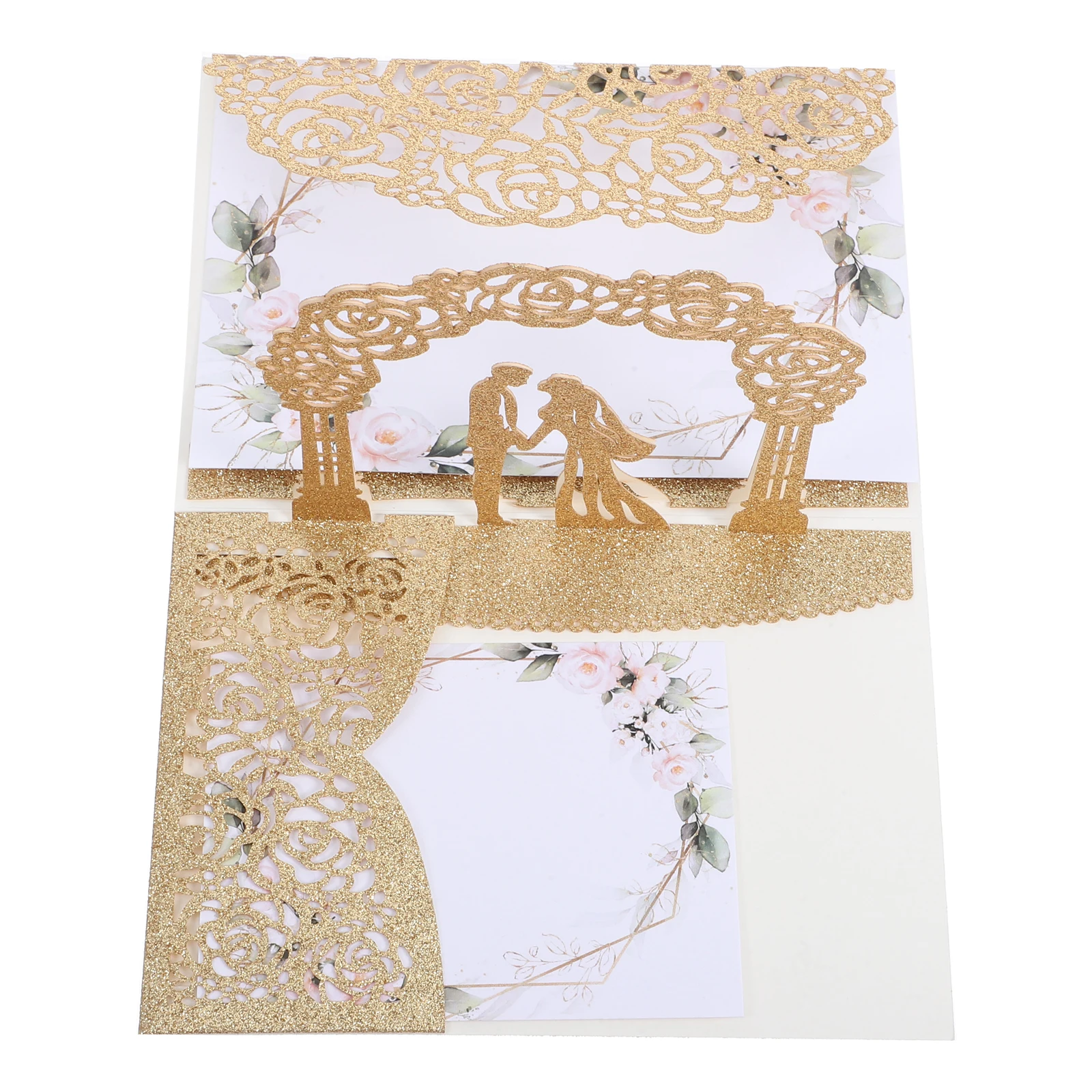 

1 set Wedding Invitation Cards 3D Romantic Design Greeting Anniversary Baby Shower Kits Bride Groom Golden Bridal Paper Elegant