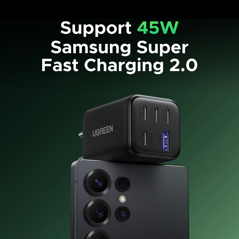 【РАСПРОДАЖА】Зарядное устройство UGREEN 45W GaN PD 3.0 UFSC PPS для iPhone 17 16 15 Pro Max Samsung S26 Xiaomi Tablet iPad Air USB C с быстрой зарядкой