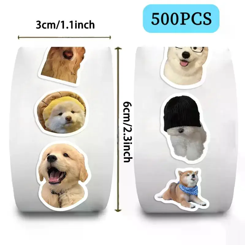 500 teile/satz Hund Lustige Rolle Aufkleber DIY Telefon Fall Notebook Skateboard Wasserdichte Aufkleber