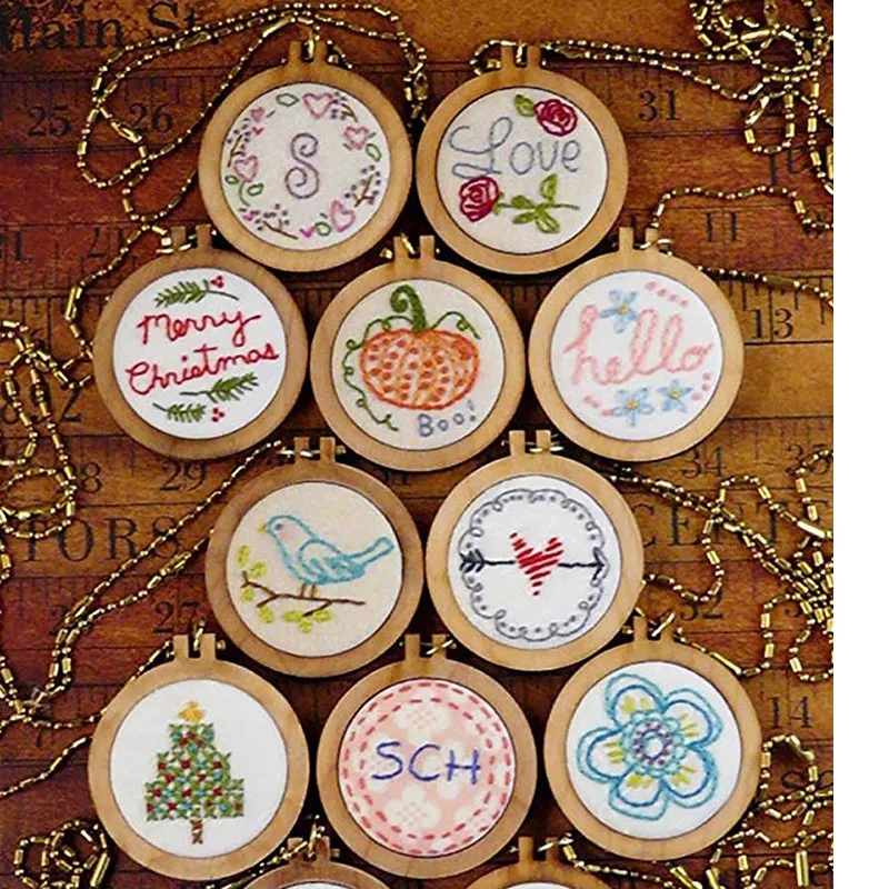 Fashion Mini Embroidery Hoop Wooden Embroidery Frame Small Hand Stitching Hoop Cross Framing Hoop Wood Earring DIY Gift