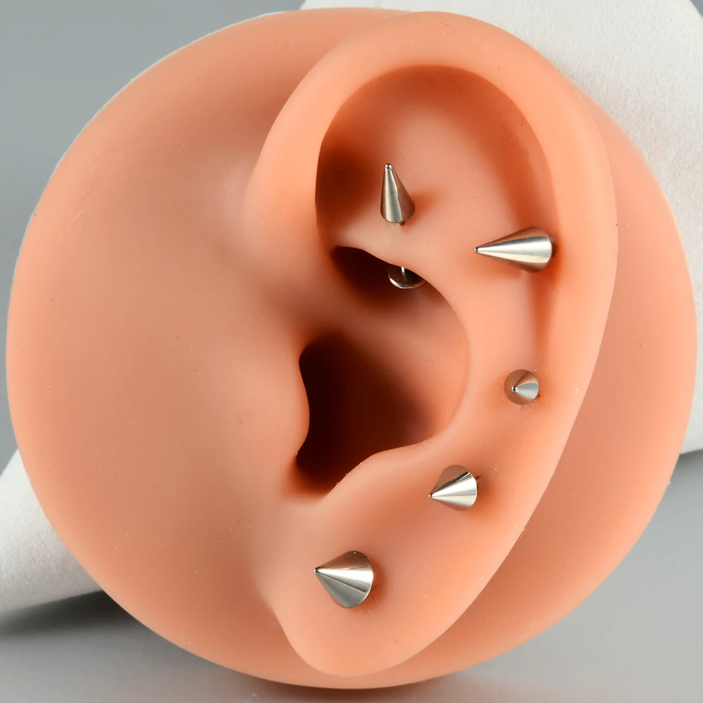 Dreamlee ASTM F136 Titanium Round Ball Spike  Internally Threaded Labret Monroe Lip Ring Tragus Nail Helix Earring Stud Piercing