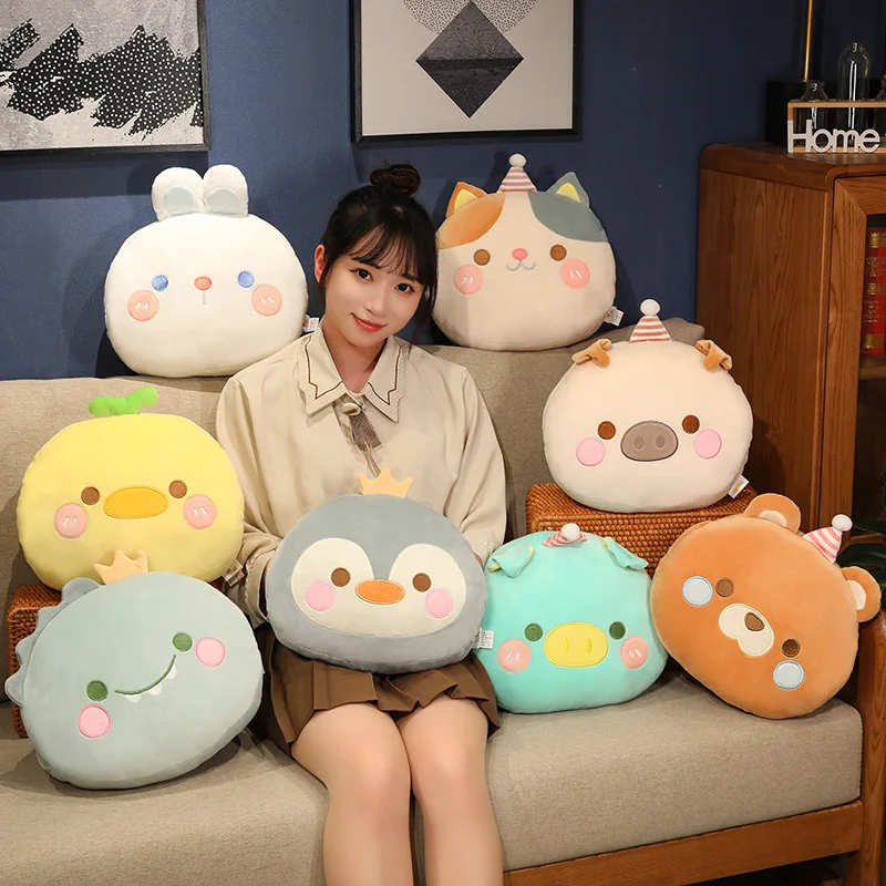 

30 см Мультяшные животные плюшевые маленькие подушки руки теплые горелки хлопковые мягкие кошки Пингвин динозавр утка Медведь плюшевые подарки