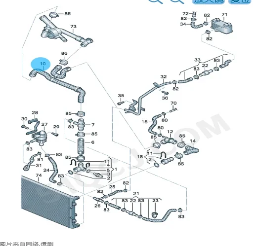 Engine Water Cooling Hose coolant Pipe For VW Passat B7 Variant 3.6  BWS  2011-2015  3C0121049AC