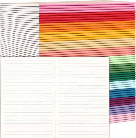 60 Pack A5 Lined Notebooks Bulk, 15 Colors Rainbow Journals for School Office, 60 Pages Each