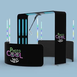Automatic Overhead 360 Photo Booth Fill light Machine Portable Support 7 to 15 People Top Photo Booth Spinner for Wedding Party
