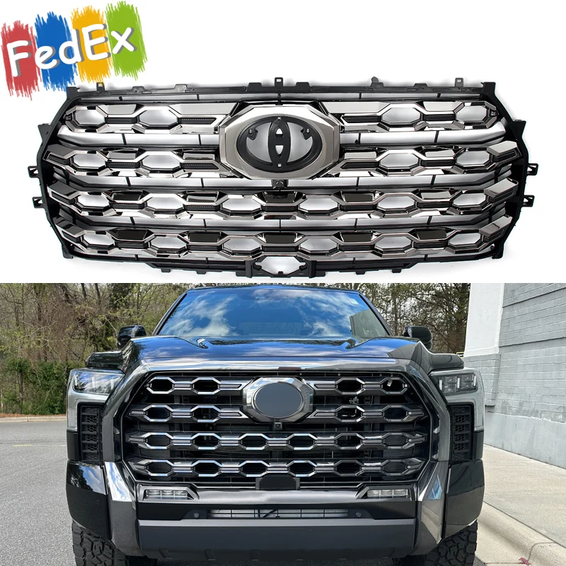 

Grille Fit For 2022-2024 Toyota Tundra Platinum Front Grille Bumper Upper Grills Front Radiator Grill Satin Aluminum 53101-0C160