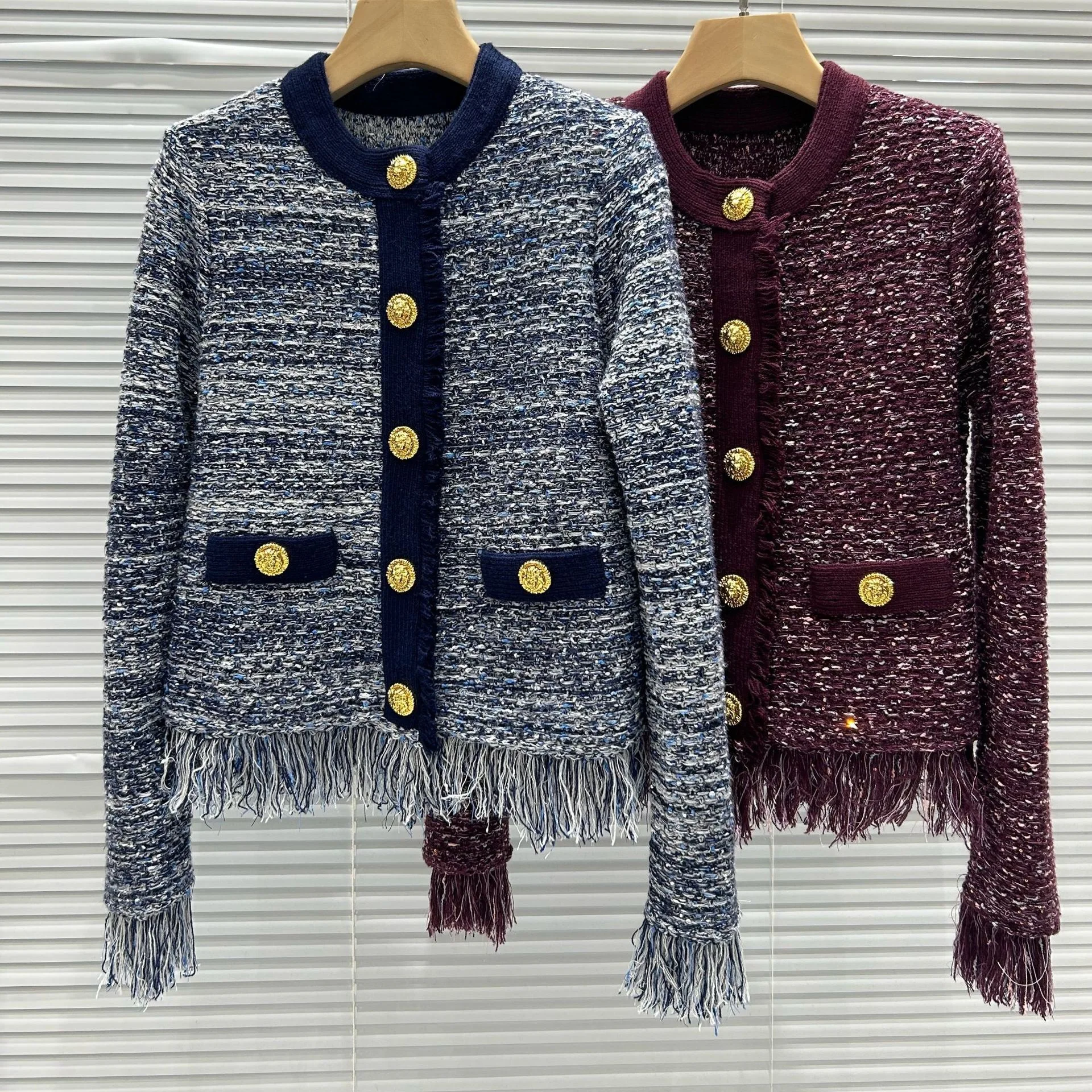 

Luxury Edition Parisian Faion Long Sve Fringe Sequin Open Cardigan Top Lady Ele Sle Premium Quali Women's Jaet