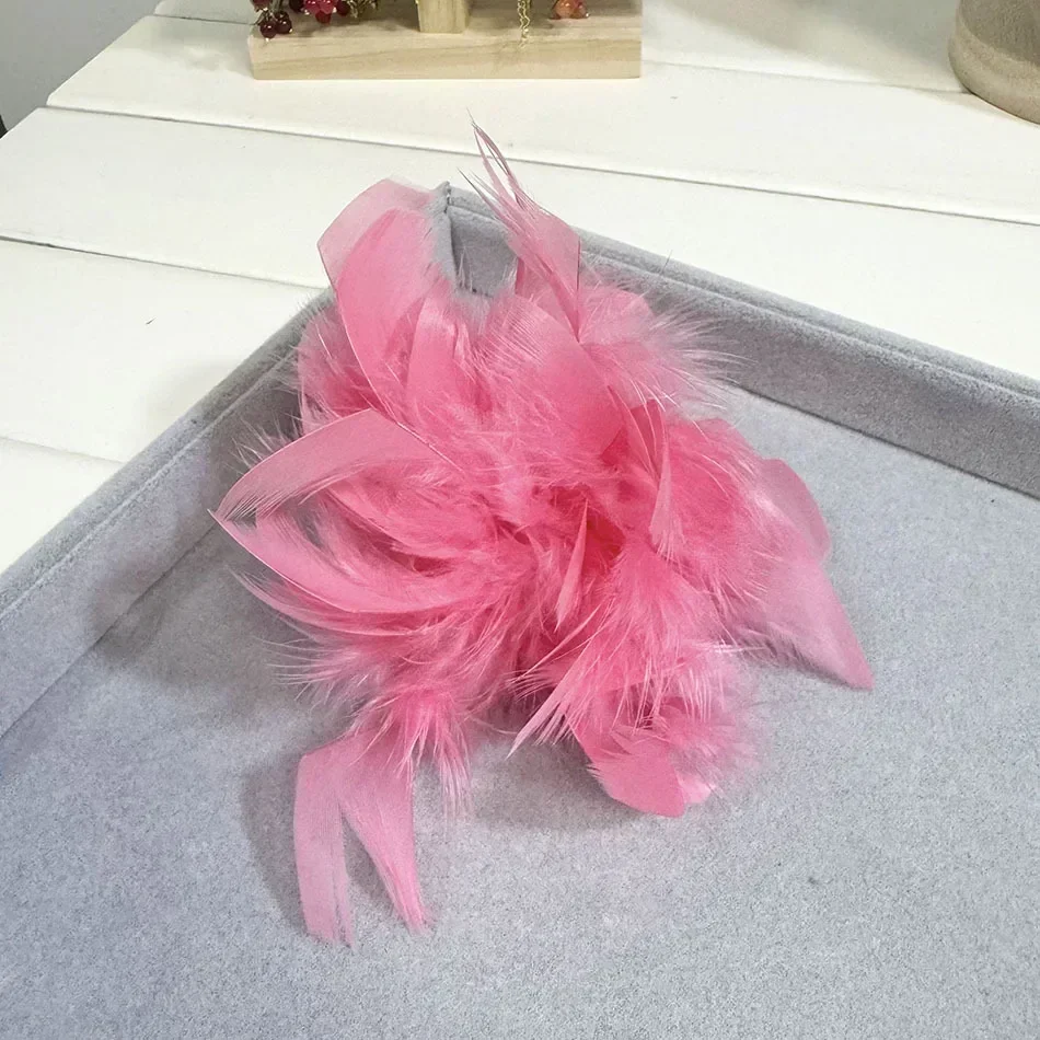 Suqi European and American Retro Large Feather High-end Women\'s Brooch Chest Flower Pin Natural Dress Hat Decoration Corsage