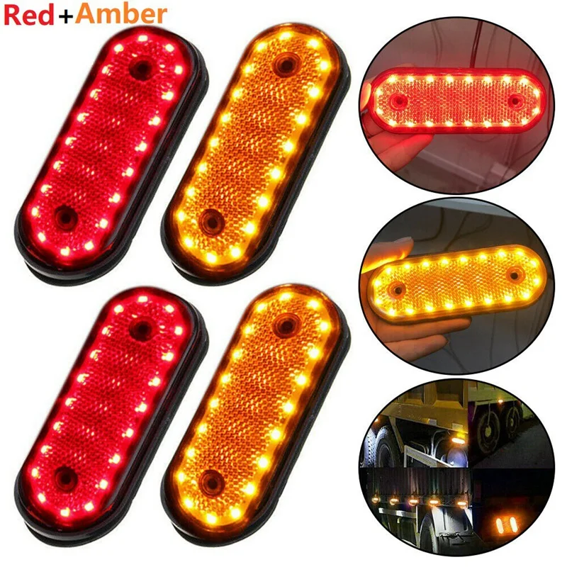 2 Red 2 Amber Markerings Light Side Marker 20LED 24V Trusk Lamp Pickup Truck Side Marker Lights For Truck