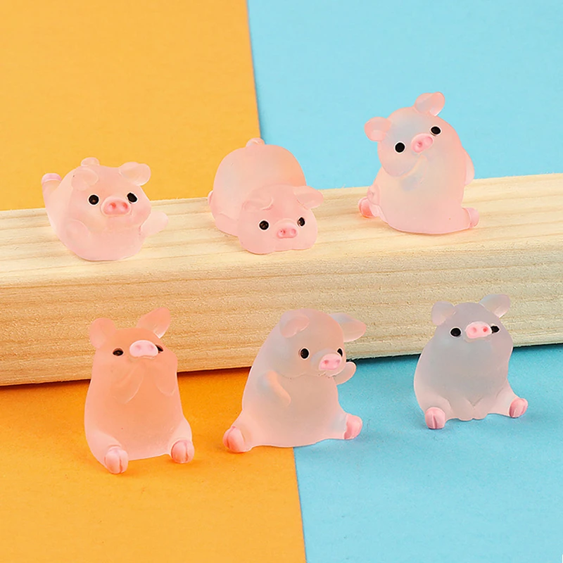 Miniature Items Dollhouse Miniatures 1/12 Piggy Doll 6Pcs Mini Resin Cartoon Pig Miniatures Terrarium Figurines DIY Handmade