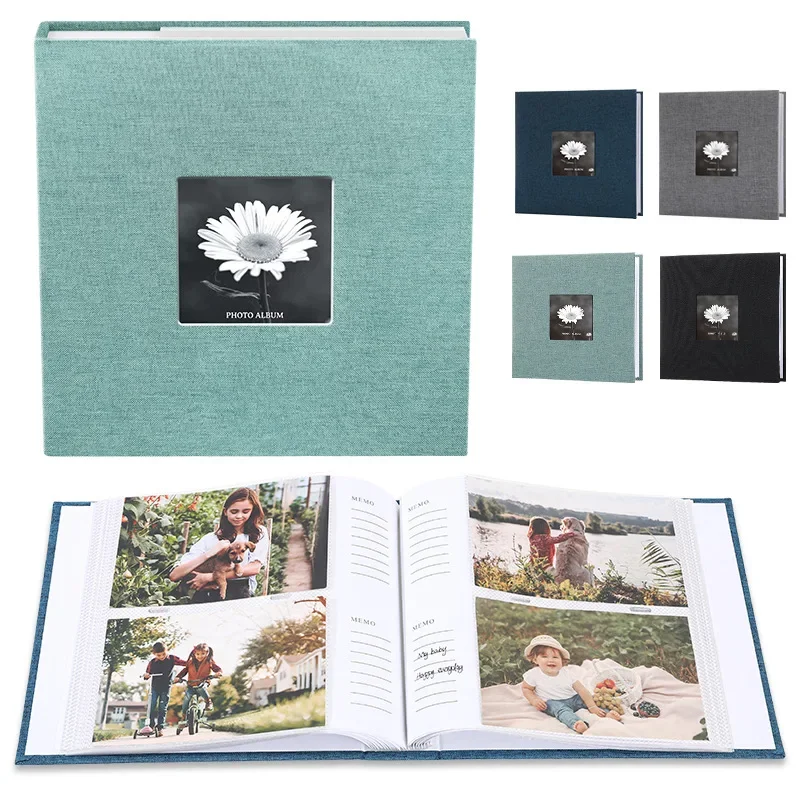 Linen Photo Album 6 Inch Interleaf Storage200 300 Pictures Children Growth Collection Writable Memory  Family Portrait Keepsake