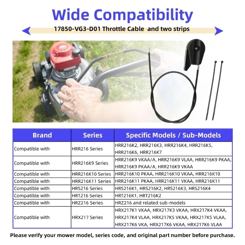 Lawn Mower Control Cable 17850-VG3-D01, 48 In Replacement Part high quality
